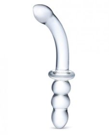 Glass 8 inches Ribbed G-Spot Glass Double Dildo