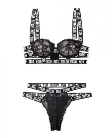 Vibes Not Your Bitch Lace Bra & Cutout Panty Black M/L