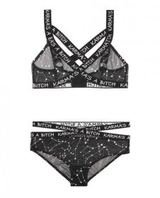 Vibes Karmas A Bitch Bralette & Cutout Panty Black M/L