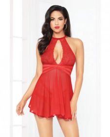 Babydoll Strappy Waist Panty Criss Cross Waistband Red XL