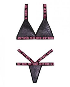 Vibes Sexy Bitch Reptile Print Bralette Thong M/L