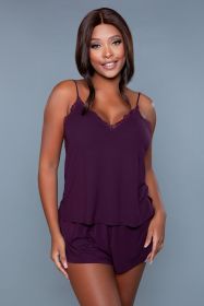 2145 Emery Cami and Short Set (Color: Violet, size: S)