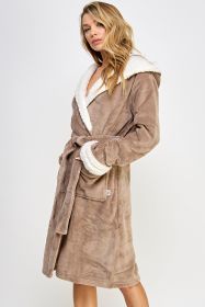 2482 Sydney Robe (Color: Light Brown/White, size: L/XL)