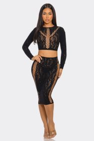 2748 Lace Daze Bodystocking Set (Color: black, size: O/S)