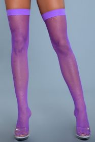1931 Nylon Fishnet Thigh Highs (Color: purple)