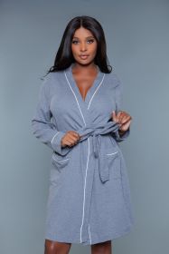 2258 Waffle Robe (Color: Grey, size: S/M)