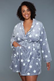 2259 Kaylee Robe (Color: Dark Grey/White, size: L/XL)